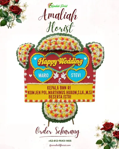 Karangan Papan Bunga Pernikahan di Sawan